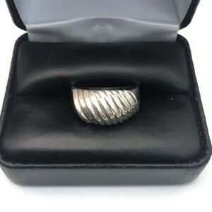 925 Sterling Silver Ribbed Dome Unisex Ring Size 9.5